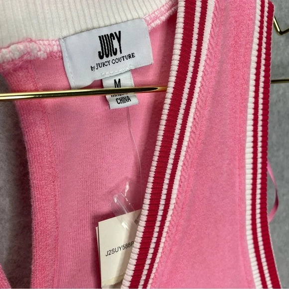 Juicy Couture Terry Cloth Pink Wide Leg Cropped Jumpsuit - Picture 4 of 7
